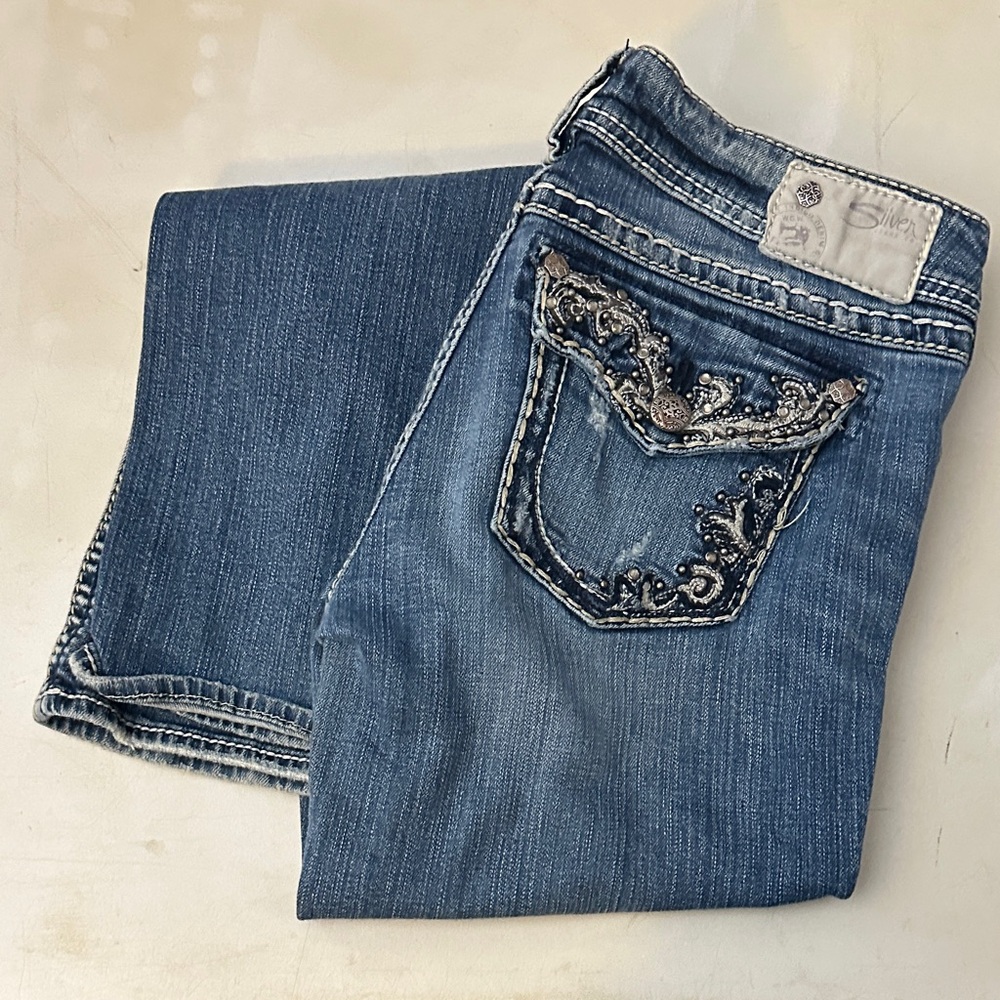 Silver jeans Suki Embellished Blue Jeans